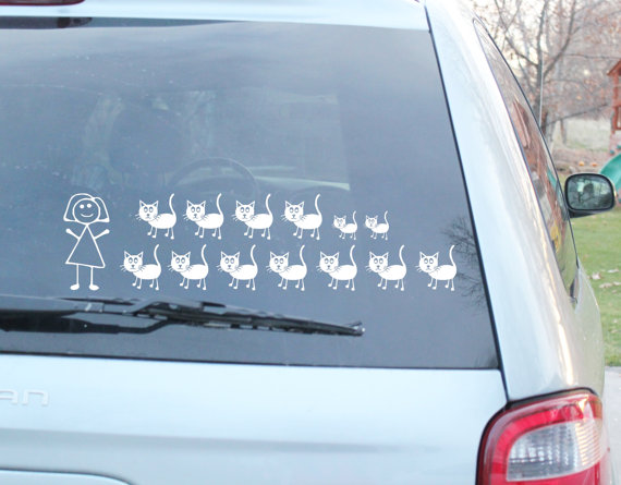 crazy cat lady car stickers