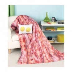 bacon and eggs blanket and pillow set