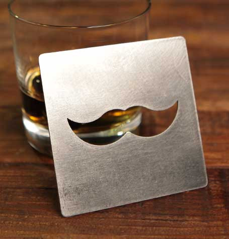 mustache coaster bottle opener
